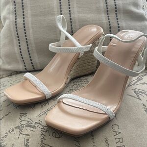 Elegant White Wedge Sandals